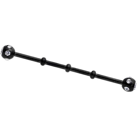 14 Gauge Clear Gem Black Industrial Barbell 38mm