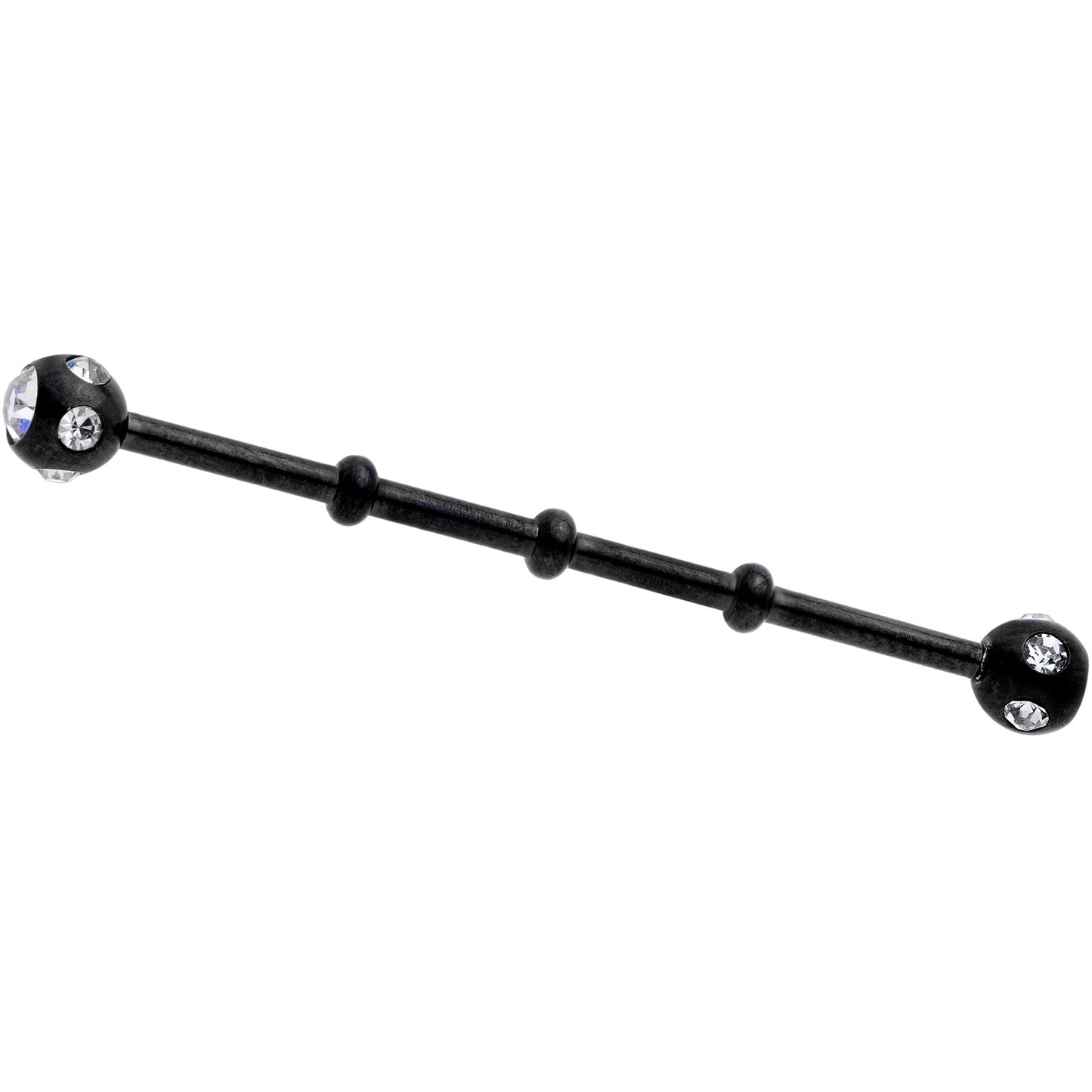 14 Gauge Clear Gem Black Industrial Barbell 38mm