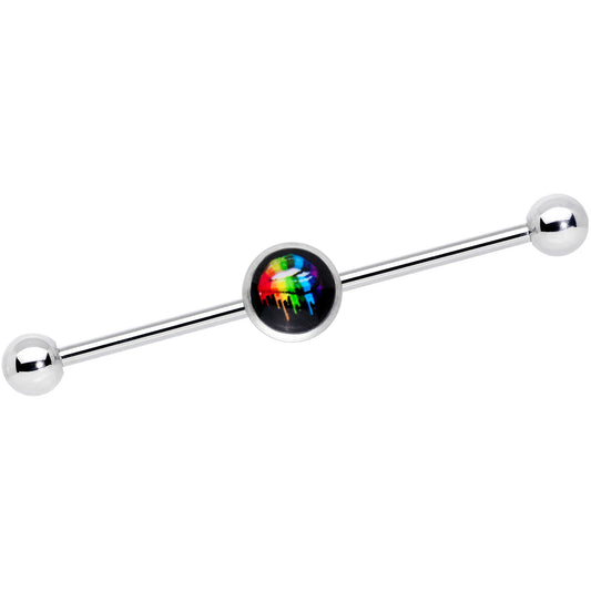 14 Gauge Black Rainbow Lips Industiral Barbell 38mm