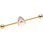 14 Gauge Gold Tone Shark Attack Industrial Barbell 38mm