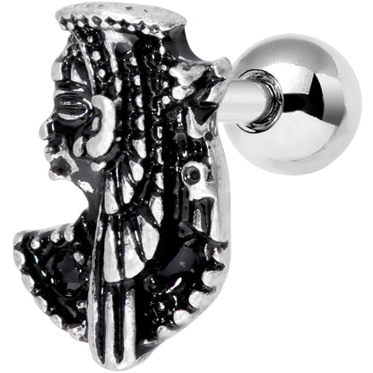 16 Gauge 1/4 Black Gem Egypt Cleopatra Anubis Cartilage Tragus Earring