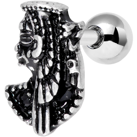 16 Gauge 1/4 Black Gem Egypt Cleopatra Anubis Cartilage Tragus Earring