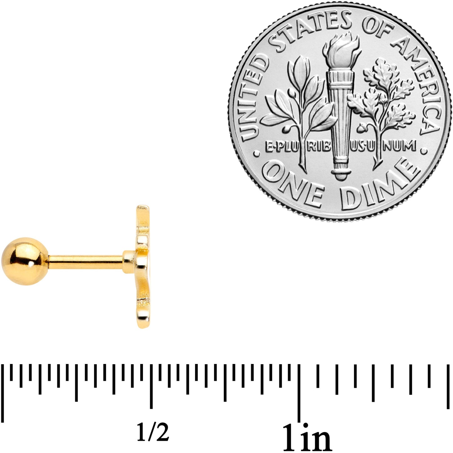 16 Gauge 1/4 Gold Tone Pastel Unicorn Cartilage Tragus Earring
