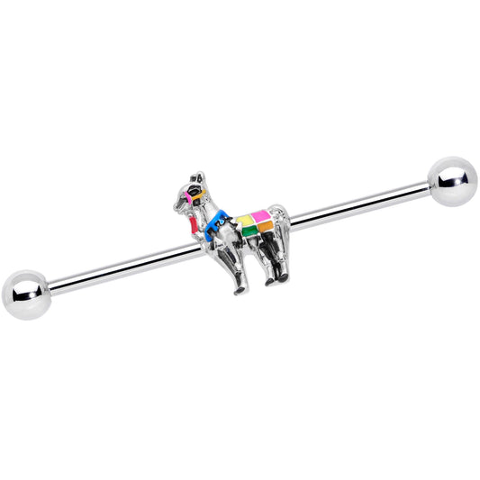 14 Gauge Colorful Drama Llama Industrial Barbell 38mm