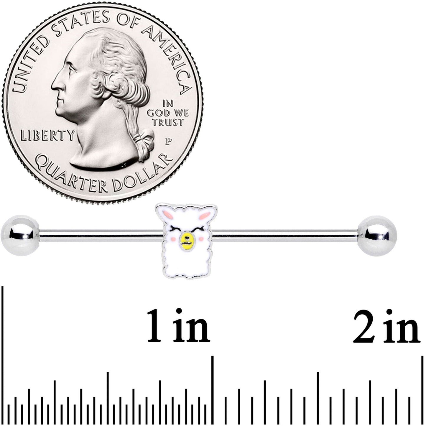 14 Gauge Sweet Llama Industrial Barbell 38mm