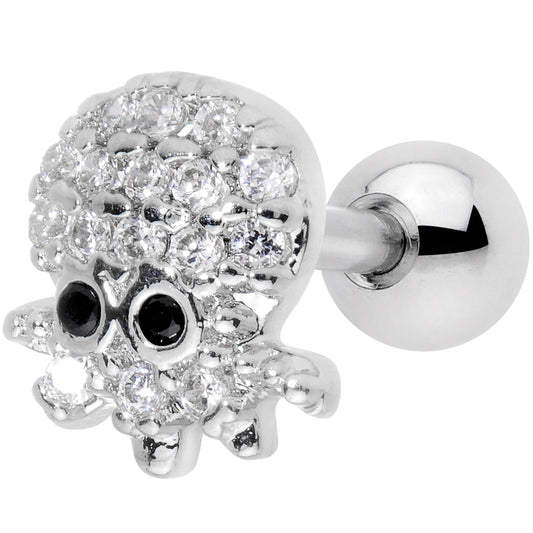 16 Gauge 1/4 Clear Black CZ Gem Nautical Octopus Cartilage Tragus