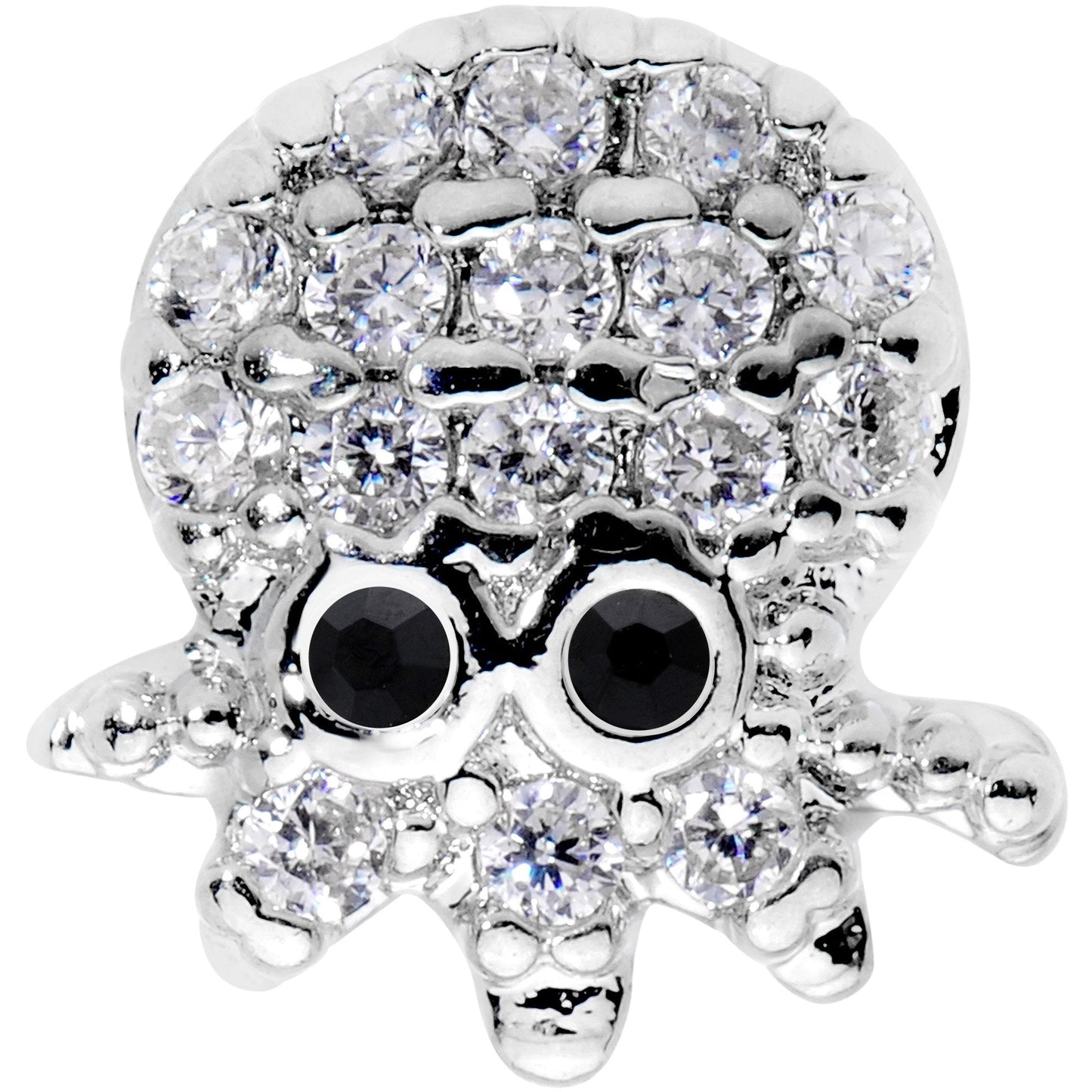 16 Gauge 1/4 Clear Black CZ Gem Nautical Octopus Cartilage Tragus