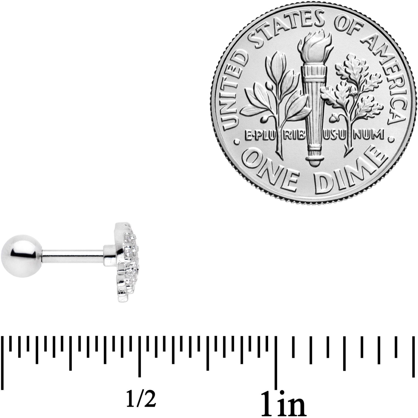 16 Gauge 1/4 Clear Black CZ Gem Nautical Octopus Cartilage Tragus