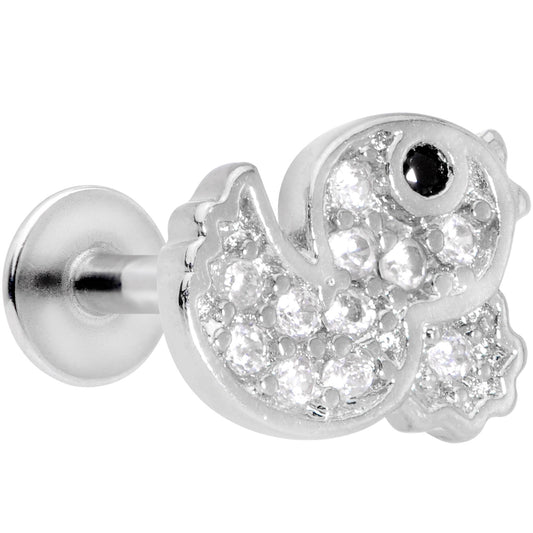 16 Gauge 5/16 Clear Black CZ Gem Ducky Internally Threaded Labret