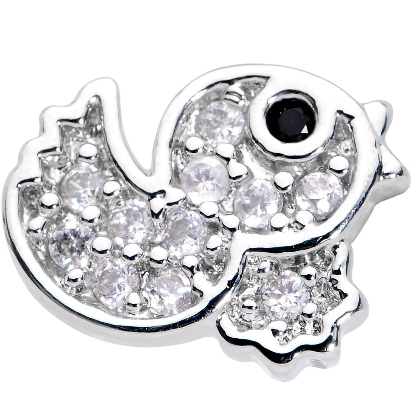 16 Gauge 5/16 Clear Black CZ Gem Ducky Internally Threaded Labret