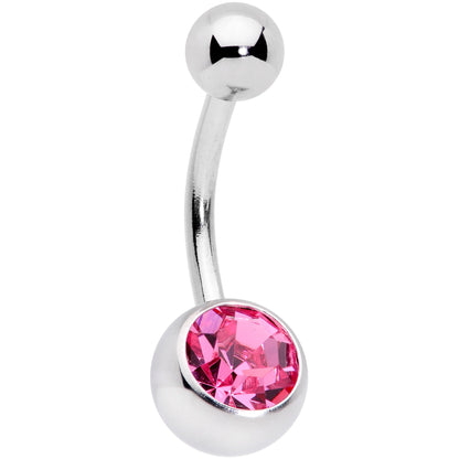 Pink Clear Gem Flower Belly Ring Set of 3