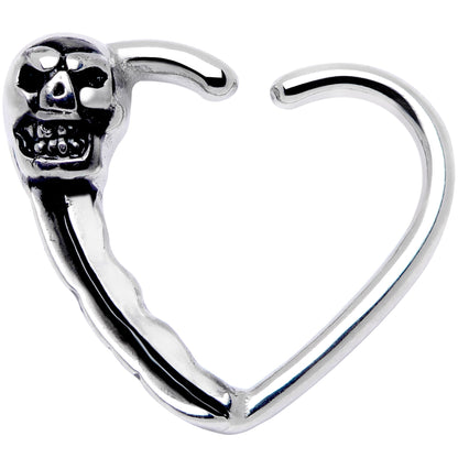 16 Gauge 3/8 Halloween Skull Valentine Heart Right Ear Closure Ring