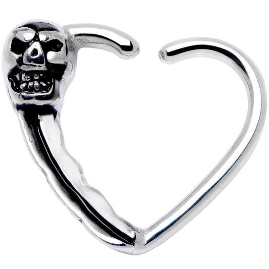 16 Gauge 3/8 Halloween Skull Valentine Heart Right Ear Closure Ring