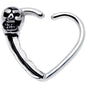 16 Gauge 3/8 Halloween Skull Valentine Heart Right Ear Closure Ring