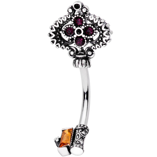 Red Brown Gem The Kings Key Top Mount Belly Ring