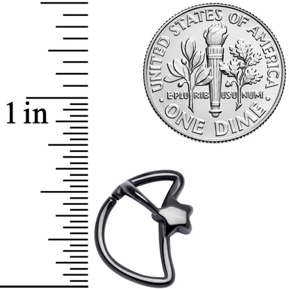 16 Gauge 5/16 Black Crescent Moon Shooting Star Closure Ring