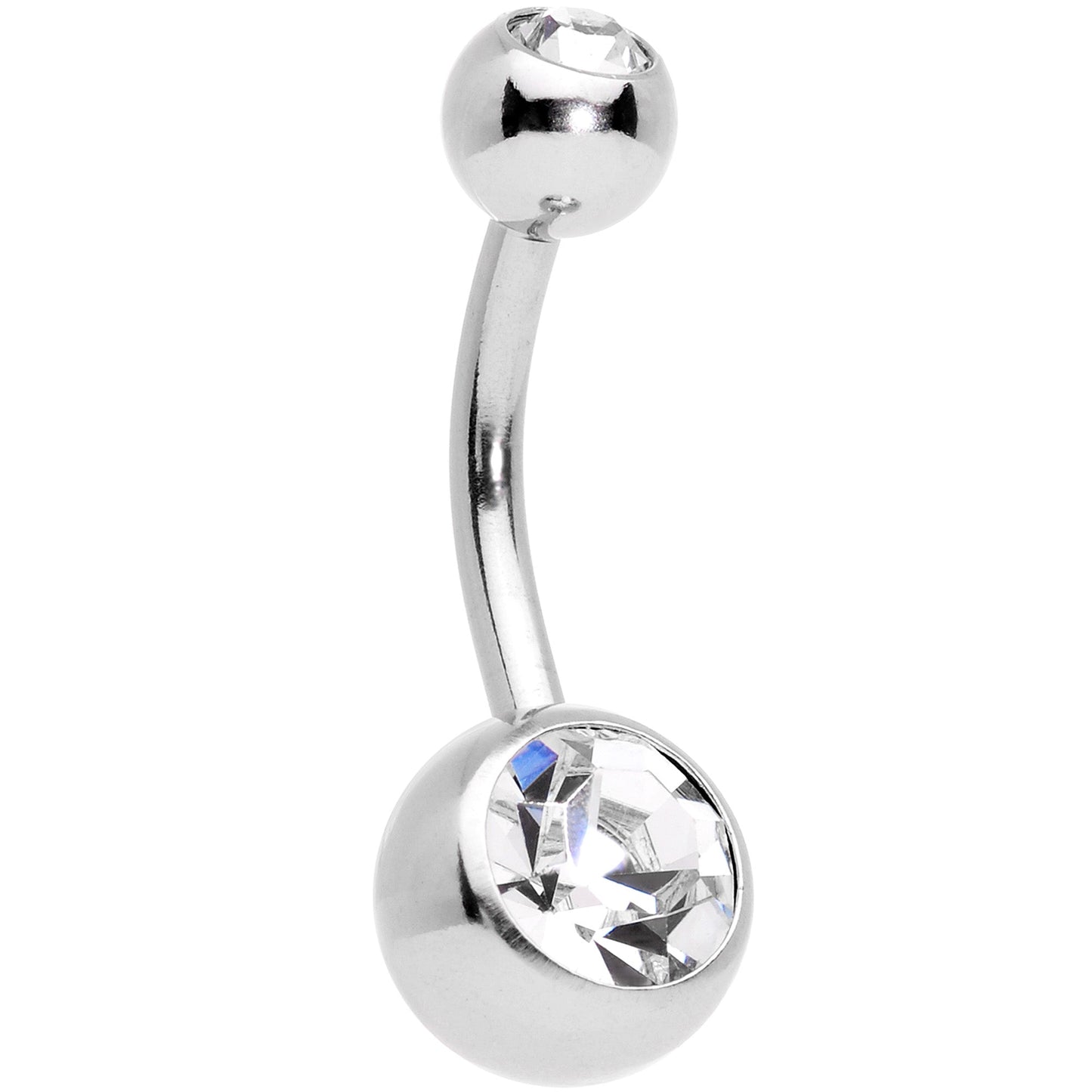 Clear CZ Gem Gold Tone Moon Belly Ring Set of 4