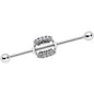 14 Gauge Clear CZ Gem Scary Monster Fangs Industrial Barbell 38mm