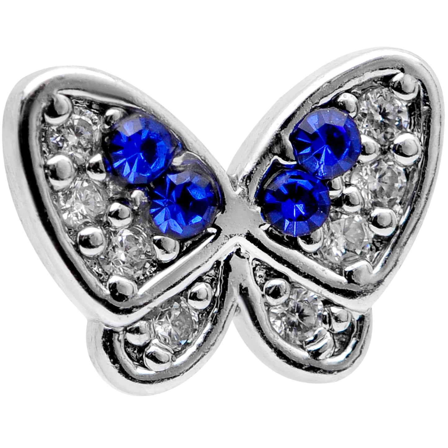 16 Gauge 5/16 Clear CZ Gem Blue Gem Butterfly Labret Monroe Tragus