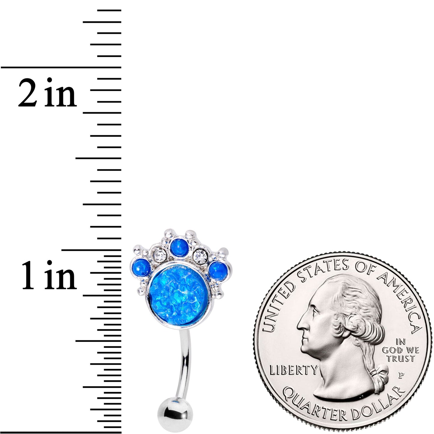 Blue Faux Opal Clear Gem Circle Serenade Reversible Belly Ring