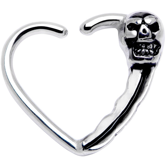16 Gauge 3/8 Love Heart Scary Skull Left Ear Closure Ring