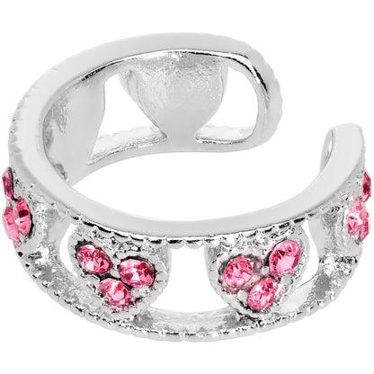 Pink Gem Ring of Hearts Non Pierced Ear Cuff