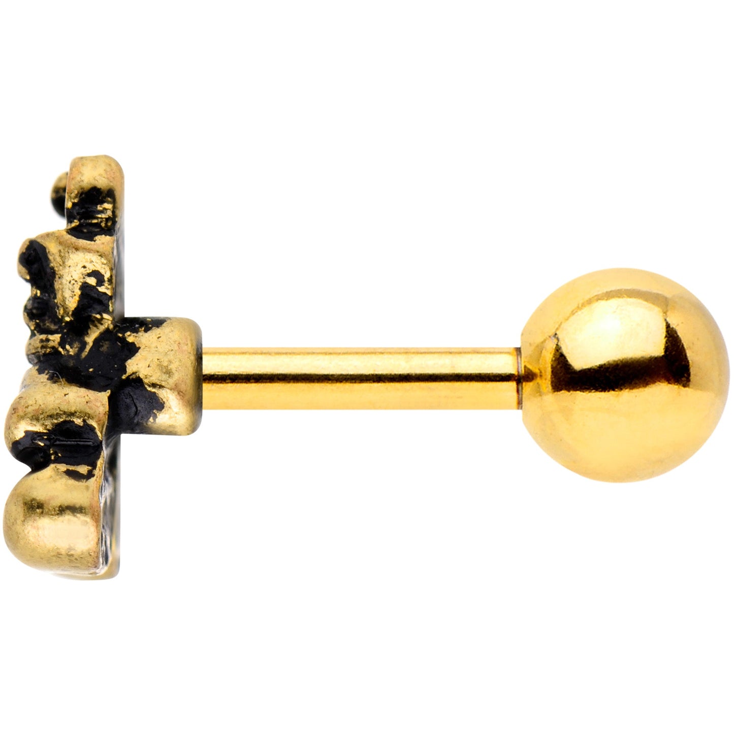 16 Gauge 1/4 Gold Tone Boxing Gloves Cartilage Tragus Earring