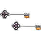 14 Gauge 9/16  Red Brown Gem Kings Key Barbell Nipple Ring Set