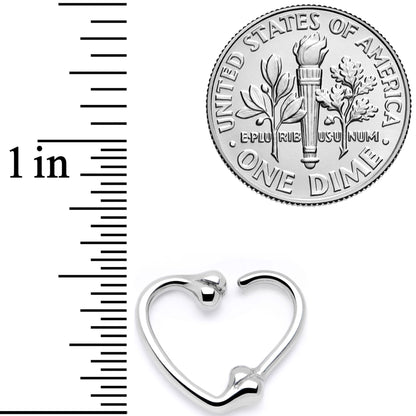 16 Gauge 3/8 Bone Heart Right Ear Closure Ring