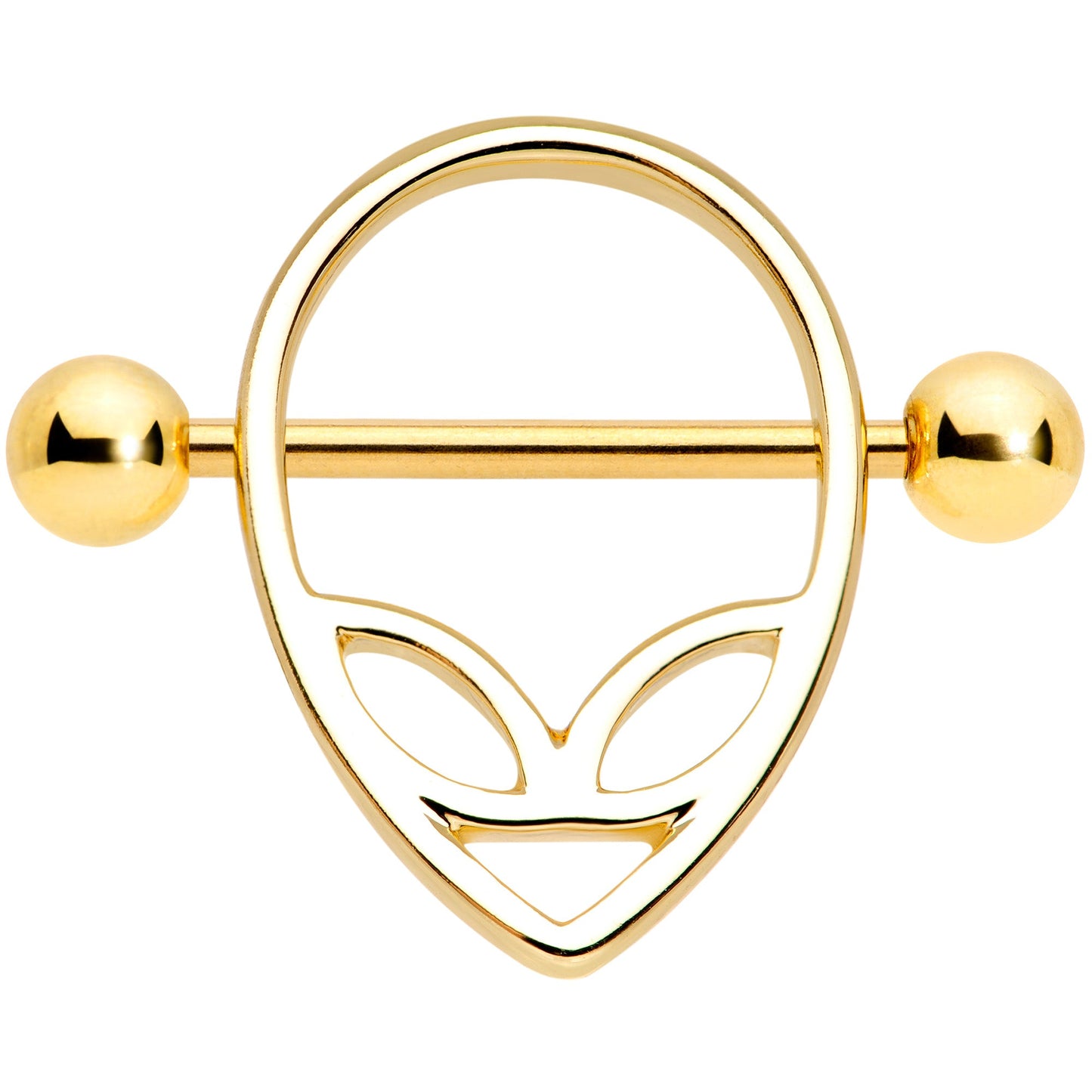 14 Gauge 9/16 Gold Tone UFO Alien Nipple Shield Set