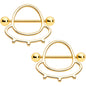 14 Gauge 9/16 Gold Tone Outer Space UFO Nipple Shield Set