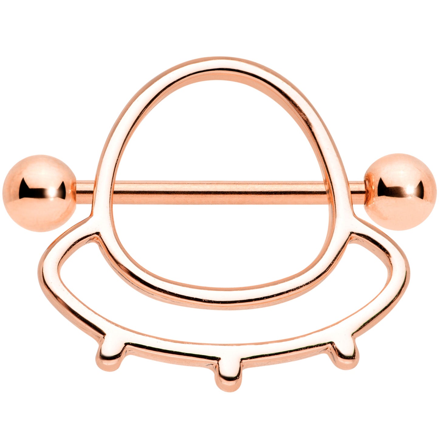 14 Gauge 9/16 Rose Gold Tone Outer Space UFO Nipple Shield Set