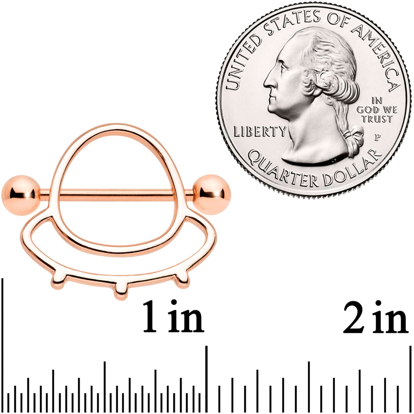 14 Gauge 9/16 Rose Gold Tone Outer Space UFO Nipple Shield Set