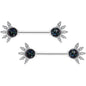 14 Gauge 9/16 Clear Gem Blue Faux Druzy Crest Barbell Nipple Ring Set