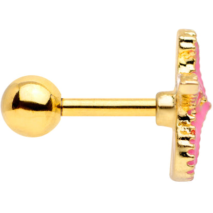 16 Gauge 1/4 Gold Tone Pink Nautical Starfish Beach Cartilage Tragus