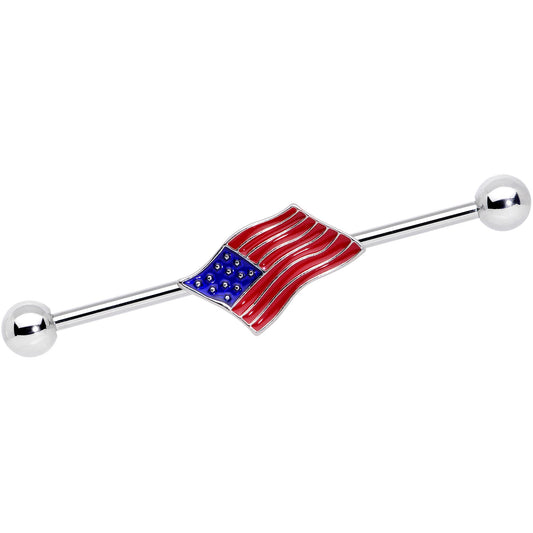 14 Gauge Red White Blue USA American Flag Industrial Barbell 38mm