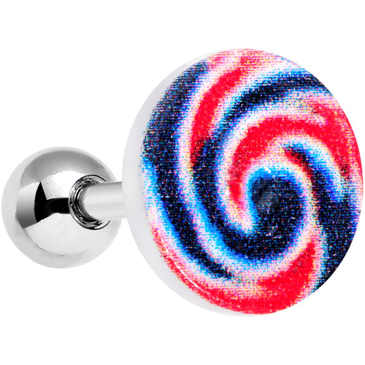 16 Gauge 1/4 Red Blue Candy Swirl Cartilage Tragus Earring