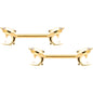 14 Gauge 9/16 Clear Gem Gold Tone Toothy Shark Barbell Nipple Ring Set