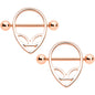 14 Gauge 9/16 Rose Gold Tone UFO Alien Nipple Shield Set