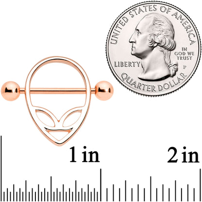 14 Gauge 9/16 Rose Gold Tone UFO Alien Nipple Shield Set