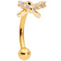 16 Gauge 5/16 Clear Gem Gold Tone Ribbon Bow Curved Eyebrow Ring