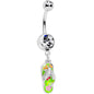 Clear Gem Pink Green Beach Flip Flop Sandal Dangle Belly Ring