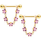 14 Gauge 3/4 Pink Purple Gold Tone Butterflies Dangle Nipple Ring Set