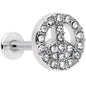 16 Gauge 3/8 Clear Gem Retro Peace Sign Labret Monroe Tragus