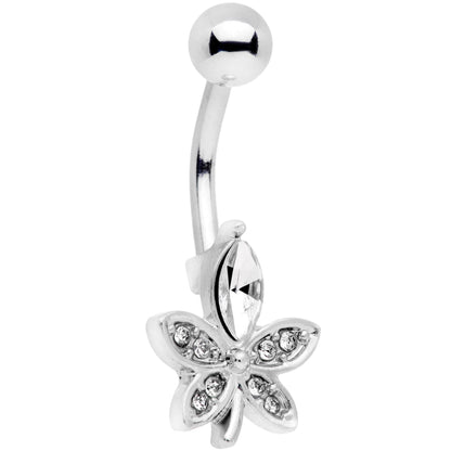 Clear Gem Beautiful Flower Belly Ring
