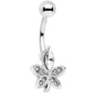 Clear Gem Beautiful Flower Belly Ring