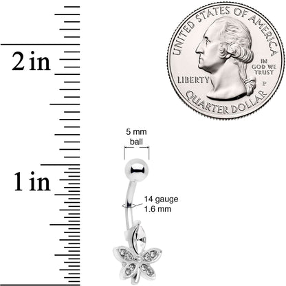 Clear Gem Beautiful Flower Belly Ring