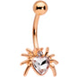 Clear Gem Rose Gold Tone Sexy Heart Spider Belly Ring