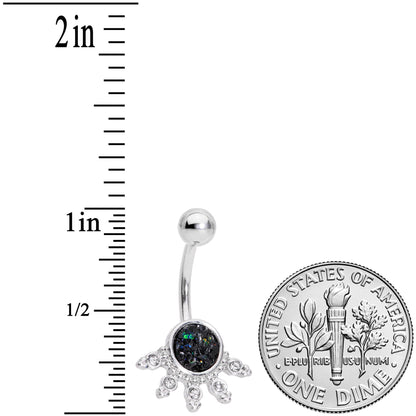 Black Faux Druzy Clear Gem Crest Belly Ring