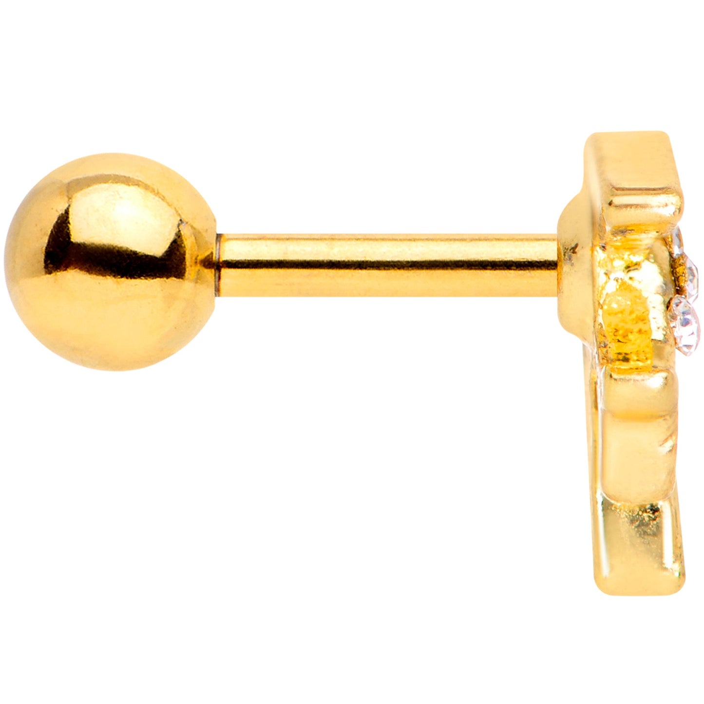 16 Gauge 1/4 Clear Gem Gold Tone Flying Bird Cartilage Tragus Earring